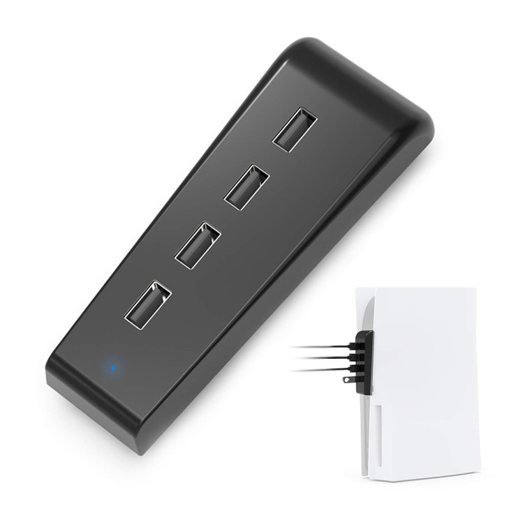 NexiGo PS5 4 Ports USB Hub, [Minimalist Design], High-Speed Data Transfer, Fast Charging Ports for DualSense Controller, Splitter Expander for PlaySt