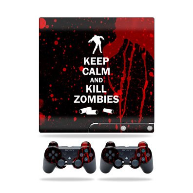 MightySkins Skin Compatible with Sony Playstation 3 Slim Console wrap Sticker Skins Kill Zombies