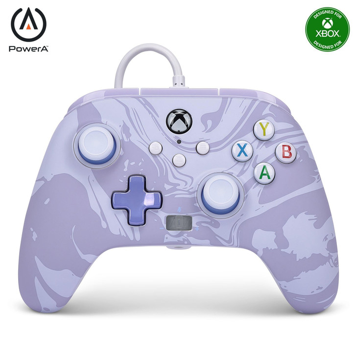 PowerA Enhanced Wired Controller for Xbox Series X|S - Lavender Swirl, gamepad, wired video game controllerDetachable 10ft USB-C Cable, Mappable Butt
