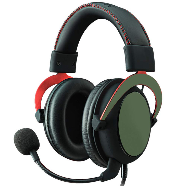 MightySkins Skin Compatible With Kingston HyperX Cloud II Gaming Headset - Solid Olive | Protective, Durable, and Unique Vinyl Decal wrap cover | Eas