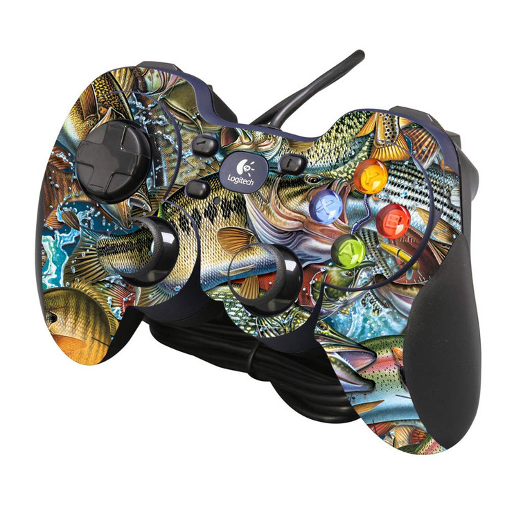 MightySkins Skin Compatible with Logitech Gamepad F310 - Action Fish Puzzle | Protective, Durable, and Unique Vinyl Decal wrap Cover | Easy to Apply,