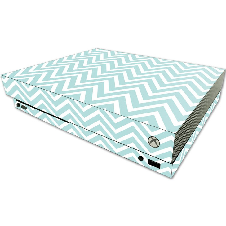 MightySkins Skin Compatible with Microsoft One X Console Only - Aqua Chevron | Protective, Durable, and Unique Vinyl Decal wrap Cover | Easy to Apply