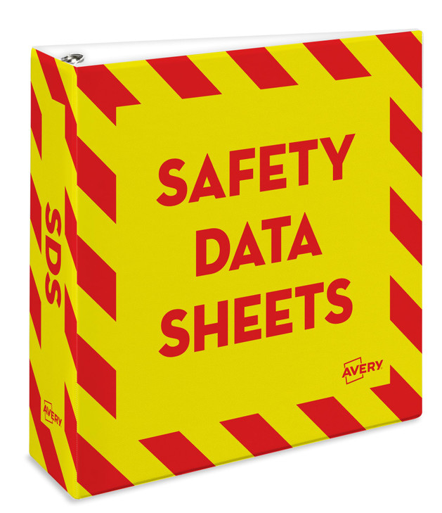 Avery Heavy-Duty Industrial SDS Binder, 3" One-Touch Rings, Yellow/Red Border (18952)