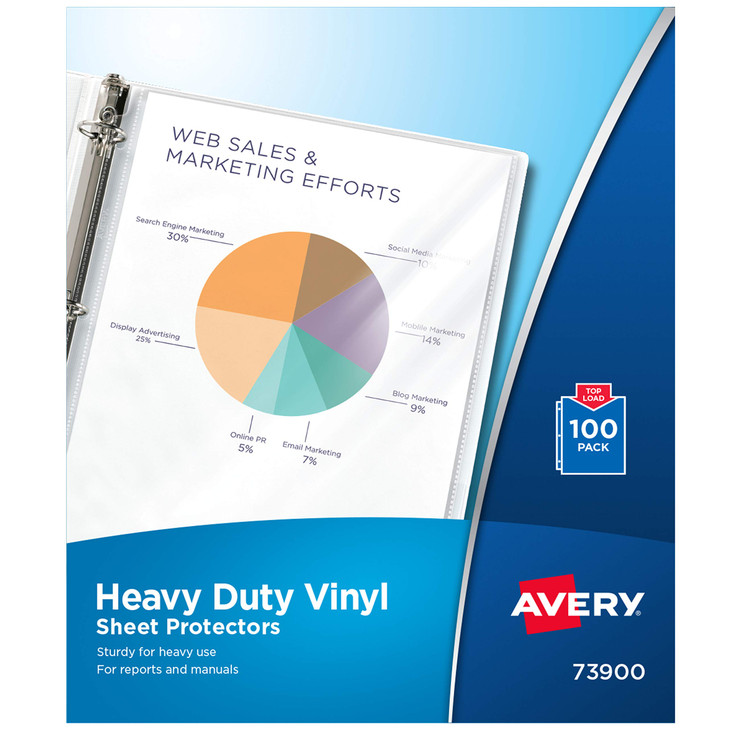 Avery Clear Heavy Duty Vinyl Sheet Protectors, Top Load, 100 Document Protectors (73900)