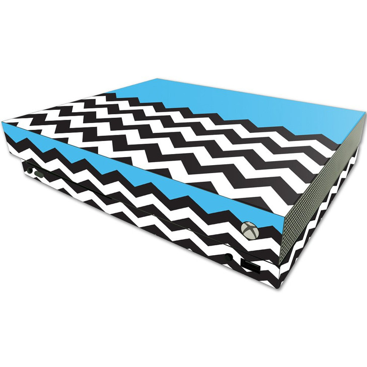 MightySkins Skin Compatible with Microsoft One X Console Only - Baby Blue Chevron | Protective, Durable, and Unique Vinyl Decal wrap Cover | Easy to