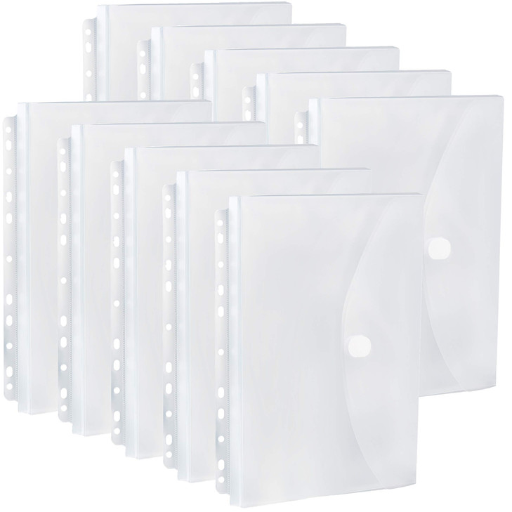 FANWU 10 Pack Expandable Poly Binder Pocket, 3/4-inch Gusset, Letter Size, 11 Holes Punched, Index Dividers Pocket Folders Plastic Envelopes Clear Do