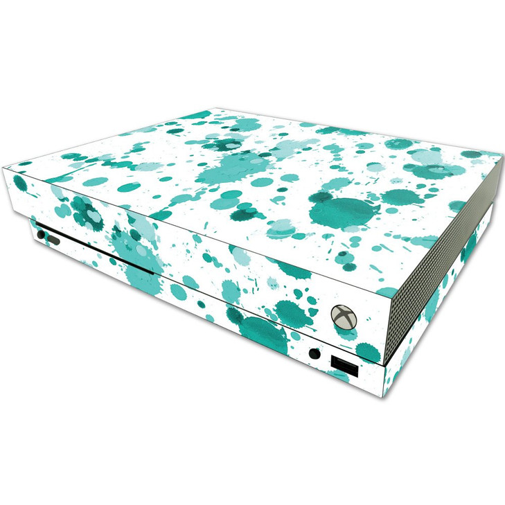 MightySkins Skin Compatible with Microsoft One X Console Only - Teal Splatter | Protective, Durable, and Unique Vinyl Decal wrap Cover | Easy to Appl