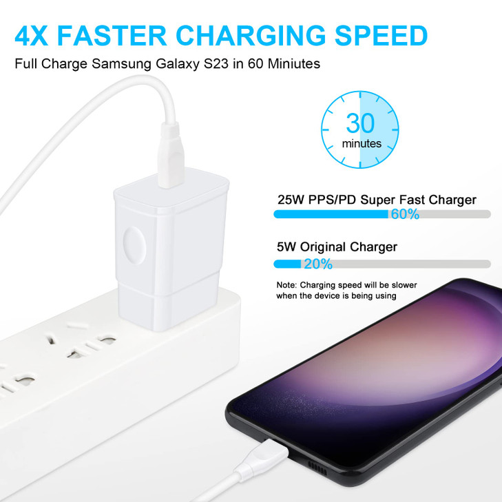 25W Super Fast Charger, 10FT Long Android Phone C Charger USB Type C Cable Fast Charging for Samsung Galaxy A17 A16 5G A15 A14 5G A56 A55 A54 A53 A35