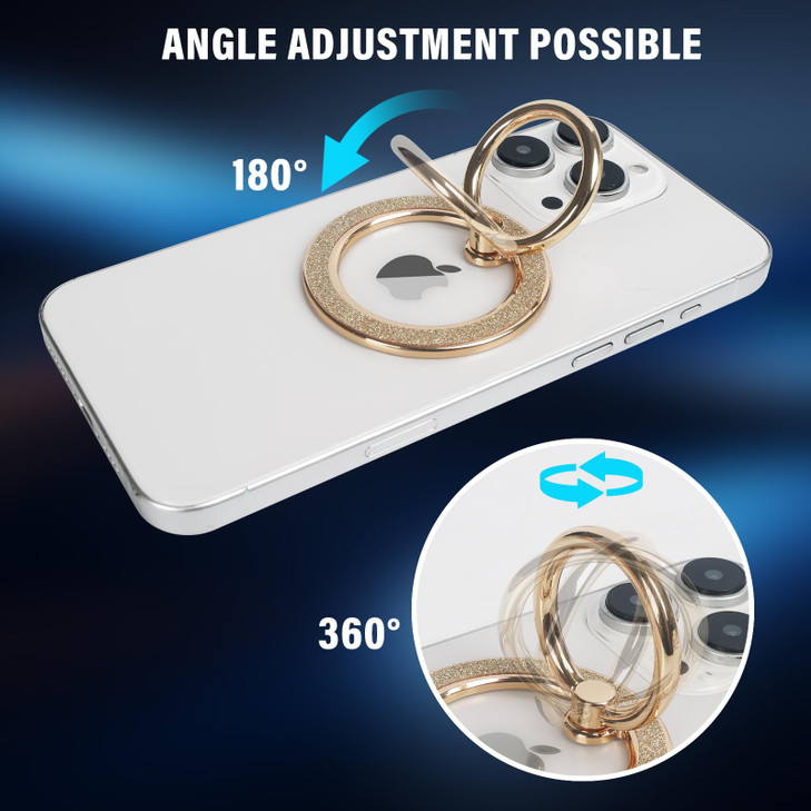 Guppy Magnetic Phone Ring Holder, Glitter Magnet Finger Ring Grip Stand Holder, 360° Rotation with Cell Phone Ring Stand, Compatible with MagSafe for
