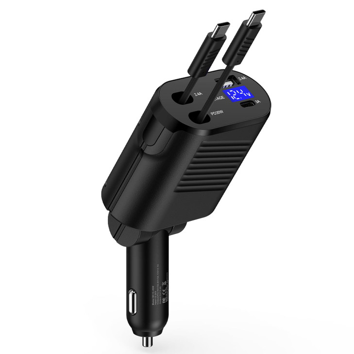 Retractable Car Charger for iPhone 17 Pro Max Air 16e 16 Pro Max 16 Plus 15 Samsung Galaxy A17 A16 S25 Ultra S24 FE A15 A35,45W 4 in 1 Fast Car Phone