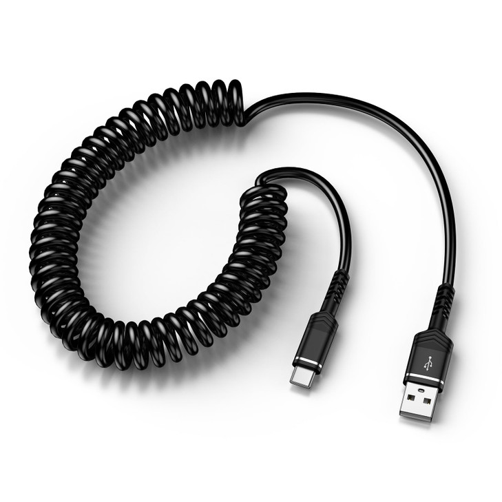 USB to USB C Coiled Cable Fast Charging for iPhone 17/Air/17 Pro/17 Pro Max/16e/16/16 Pro/16 Pro Max/16 Plus/15,3FT Retractable Car Charger Cord Andr