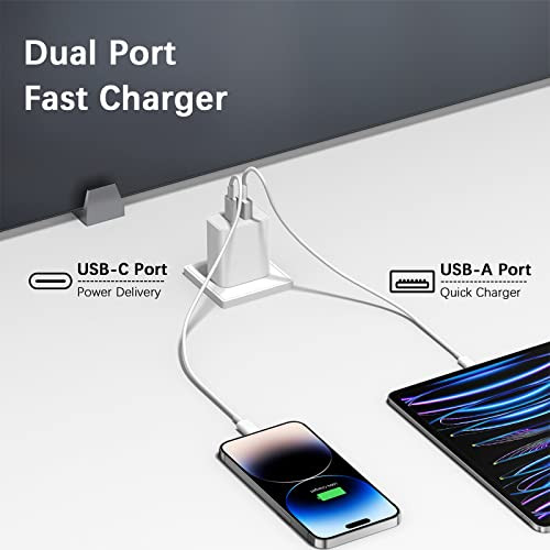 USB C Charger Block for iPhone 16 15, 3-Pack 20W Dual Port Fast Charger, Type C Charger Fast Charging Plug Adapter Compatible with iPhone 16 Pro Max
