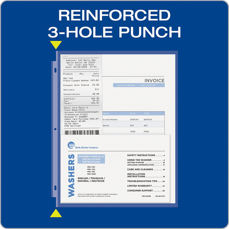 Oxford Sheet Protectors, Clear Finish, Top Load, Letter Size Plastic Sleeves, Reinforced 3 Hole Punch for Binders, Sheets for 3 Ring Binder, 100 per