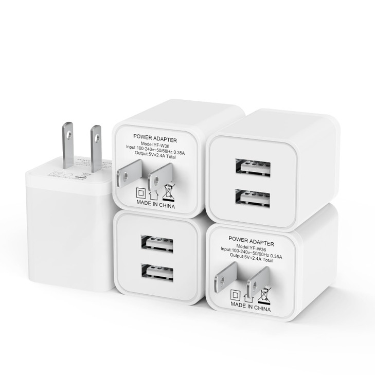 5Pack USB Wall Charger, iGENJUN 2.4A Dual USB Port Cube Power Plug Adapter Fast Phone Charger Block Charging Box Brick for iPhone 17/17 Pro/17 Pro Ma