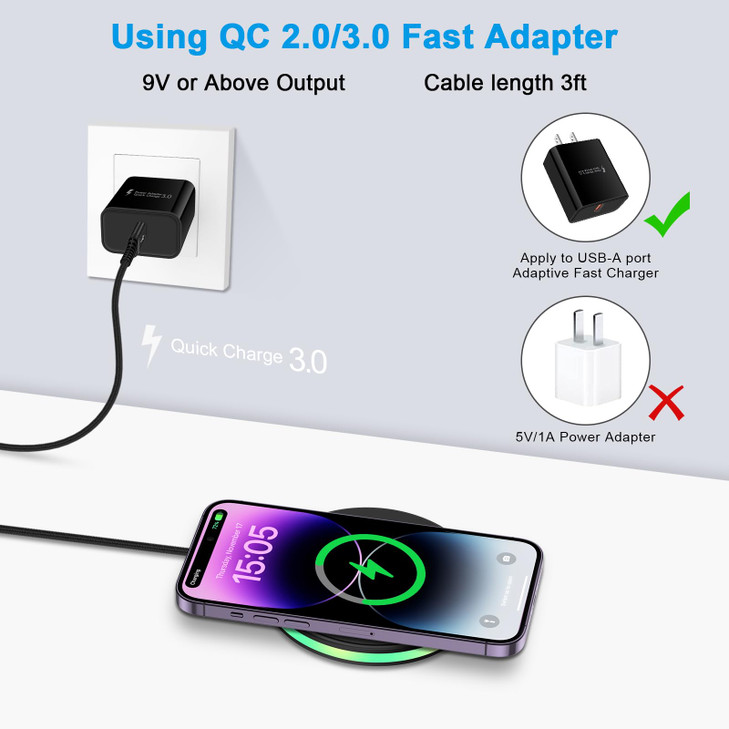 Android Wireless Charger Fast Charging Pad for Samsung Galaxy S25 Ultra S25+ S25 S24 FE S24 Ultra S24+ S24 S23 S22 S21 S20 FE, Pixel Wireless Charger