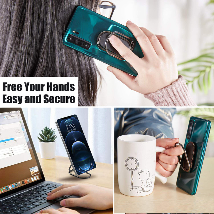 Rimyam Phone Ring Holder Finger Kickstand Foldable Cellphone Stand 360° Rotation Metal Ring Grip Holder for Magnetic Car Mount Compatible with iPhone