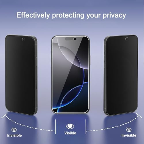 Ailun 3Pack Privacy Screen Protector for iPhone 16 Pro [6.3 inch]+3Pack Camera Lens Protector,Dynamic Island Compatible,Anti Spy Tempered Glass[9H Ha