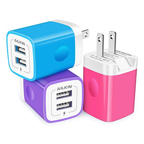 3Pack AILKIN Fold Wall Charger, USB Charging Plug, AC Adapter Cube Fast Charging Block Box for iPhone Air 17 Pro Max/16Plus/16 Pro/16/15/14/13/12 min