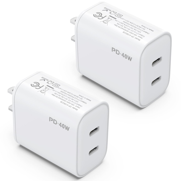 2Pack 40W USB C Charger Block, iGENJUN Dual USB-C Port Power Adapter - Phone Charger with Fast Charging Capability, Type C Wall Charger for iPhone 17