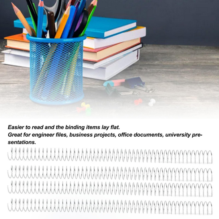 100pcs Total Spiral Binding Coil, 170 Sheets Capacity 4:1 Pitch and 48 Loops 360 Degree Rotation Wire Binding Spines for Size Paper of 8.5 x 11inch,