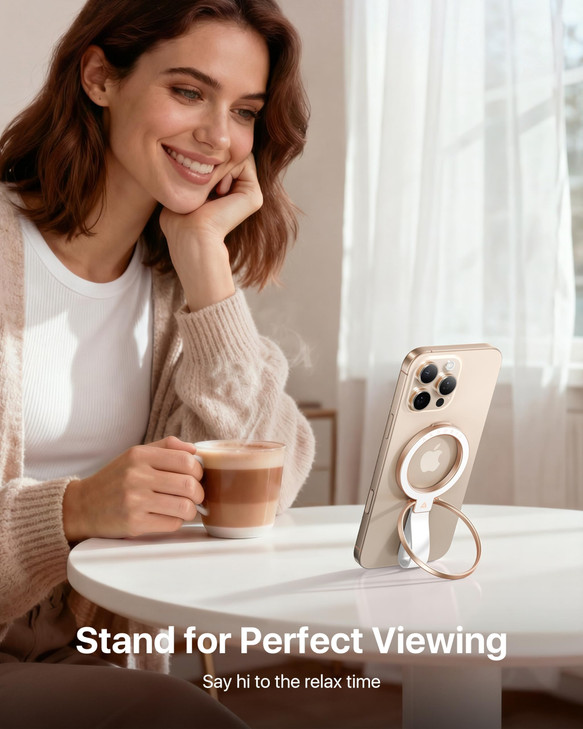 andobil [2025 Unrivaled Stability] Magnetic Phone Grip Holder for MagSafe Ring Stand Holder Kickstand Compatible with MagSafe Accessories for iPhone
