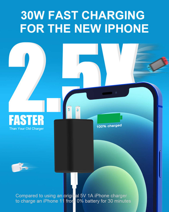 USB C Charger - NANAMI 30W USB Wall Charger PD3.0 Fast Charging Block for iPad Pro/Air/Mini, Charging Adapter for iPhone 17/17 Air/17 Pro/17 Pro Max/