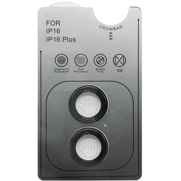 TENOC Camera Lens Protector for iPhone 16 & iPhone 16 Plus, 9H Tempered Glass Camera Screen Cover, Black Metal Individual Ring