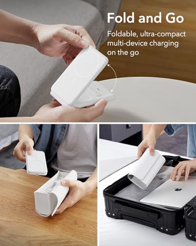 ESR for 3 in 1 Magsafe Charger, Travel Charger Stand Made for Apple Watch Certified, Foldable Charging Station Compatible with Magsafe and iPhone 17/