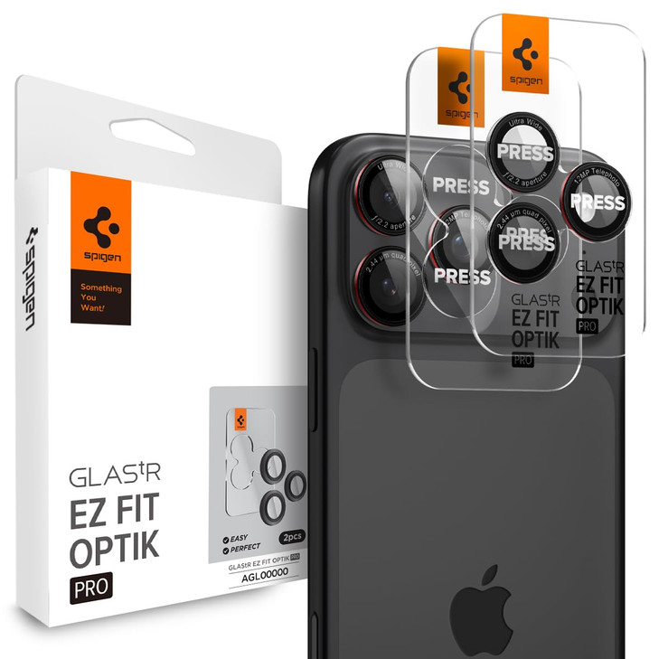 Spigen Camera Lens Screen Protector [GlasTR EZ Fit Optik Pro] Designed for iPhone 17 Pro Max | iPhone 17 Pro | iPhone 16 Pro Max | 16 Pro | iPhone 15