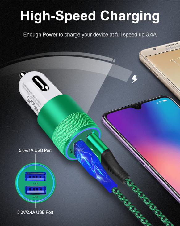 Dual Port Car Phone Charger, [2Pack] 3.4a Fast Charge USB Cargador Carro Lighter Adapter Cigarette Auto Power Adapter Block for iPhone, Samsung Galax