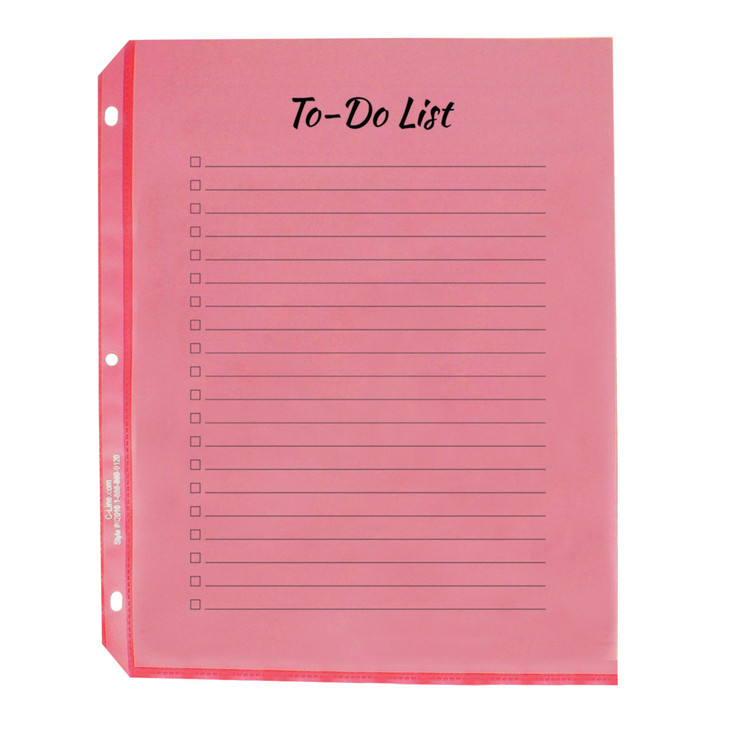 C-Line 62010 Colored Polypropylene Sheet Protector, Assorted Colors, 2", 11 x 8 1/2 (Box of 50)