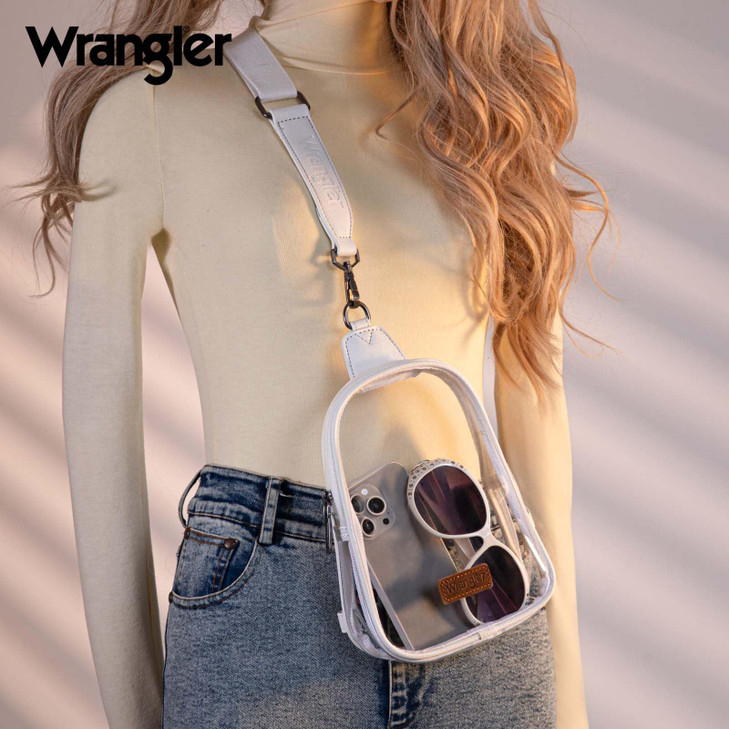 Wrangler Crossbody Clear Sling Bags for Women Stadium Approved Cross Body Purse with Detachable Strap for Sports Events Concerts WG87-226WT