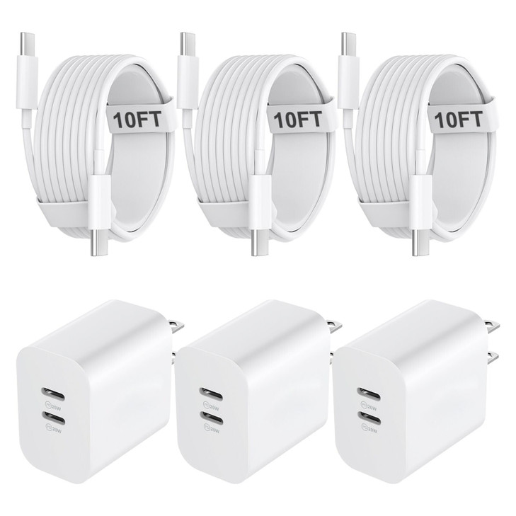 USB C Charger for iPhone 17/16/15 Pro Max Charger Fast Charging 10FT, 20W C Charge Block with USB C to C Cord Cable Compatible for iPhone 17 16 15 Pr