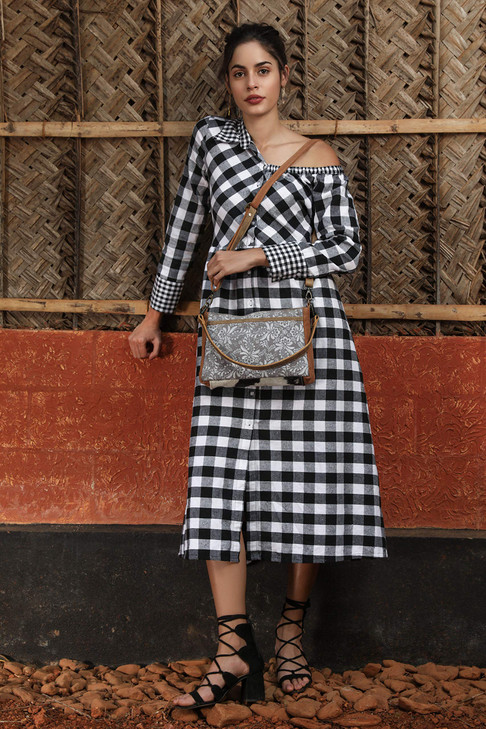 Myra Bag Florid Upcycled Canvas & Leather Small Crossbody Bag S-1458