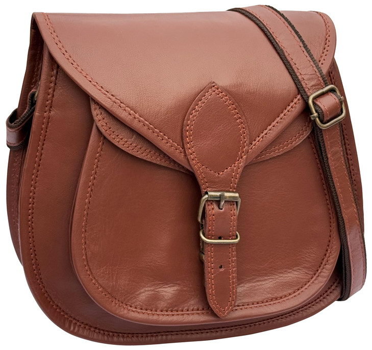 RUSTIC TOWN 11 inch Small Brown Leather Crossbody Satchel Bag Vintage Purses Handbags for Women