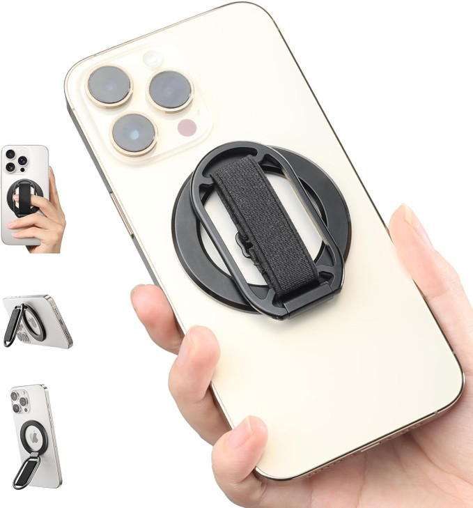 SUPERONE for MagSafe Phone Grip, Magnetic Phone Ring Holder, Magnetic Phone Grip with MagSafe Strap, Adjustable Finger Ring Grip Kickstand for iPhone