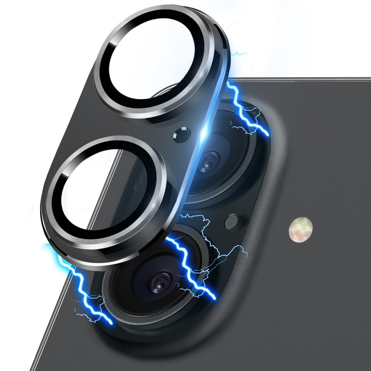 Hsefo Compatible with iPhone 16 and 16 Plus Camera Lens Protector, Anti-Scratch Tempered Glass Metal Camera Screen Protector Shockproof Full Protecti