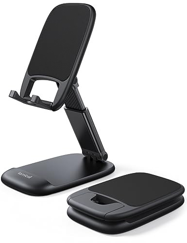 Lamicall Cell Phone Stand for Desk - [Height Adjustable] Foldable Mobile Phone Holder, Portable Stand for iPhone 17 16 15 14 13 12 11 Pro Max Plus Ai