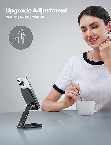 Lamicall Cell Phone Stand for Desk - [Height Adjustable] Foldable Mobile Phone Holder, Portable Stand for iPhone 17 16 15 14 13 12 11 Pro Max Plus Ai
