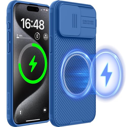 Nillkin for iPhone 15 Pro Max Case Magsafe, [Sliding Camera Cover] [Drop Protection] [Thin Slim Fit] Protective Lightweight Cover Shockproof Magnetic