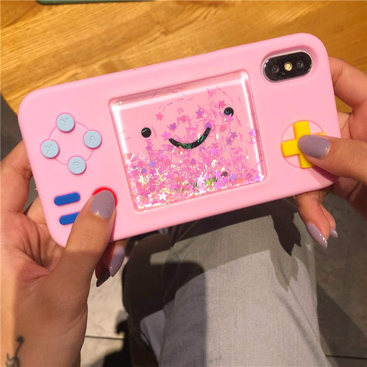 UnnFiko Squishy 3D Cartoon Game Shape Case Compatible with iPhone 16 Pro, Creative Liquid Stars Funny Play Case Soft Rubber Protective Cover (Pink, i