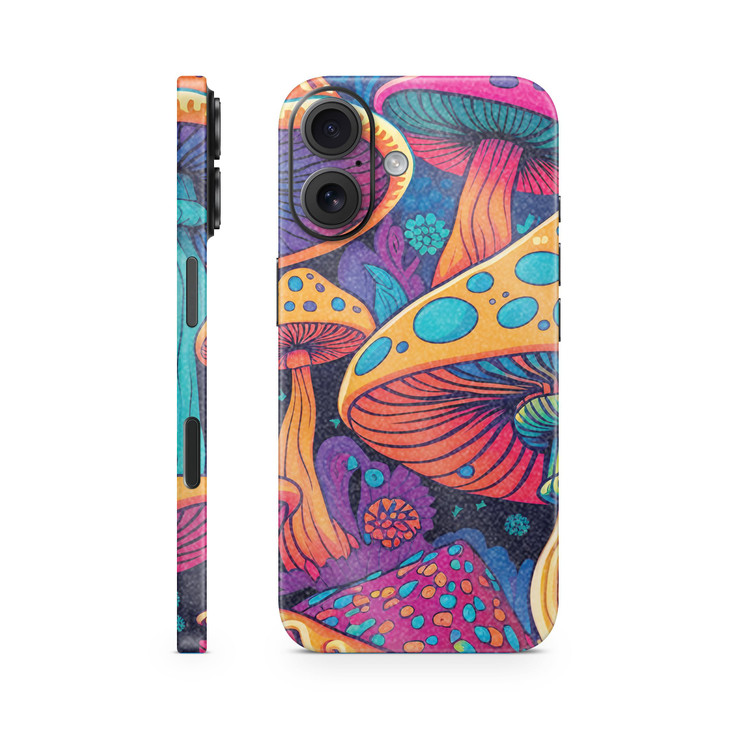 Glossy Glitter Phone Skin Compatible with Apple iPhone 16 - Mushrooms - Premium 3M Vinyl Protective Wrap Decal Cover - Easy to Apply | Crafted in The