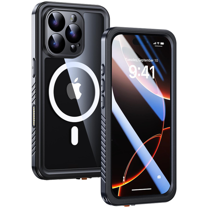 Lanhiem Magnetic for iPhone 16 Pro Max Waterproof Case, Dustproof Shockproof Case Built-in Screen & Camera Protection [Compatible with MagSafe], Full