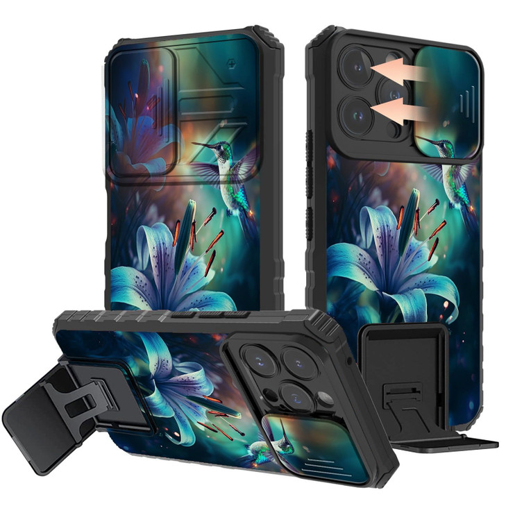 GFRGTFHYT for iPhone 16 Pro Max Phone Case 6.9" with Slide Camera Cover & Built-in Stand Kickstand Slim Dual Layer Hard PC Soft TPU Shockproof Case f