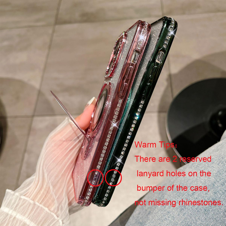 AuroiCCY Magnetic Ring Stand Glitter Case for iPhone 16 Plus, (Compatible with Magsafe) Women Girly Luxury Bling Diamond Rhinestones Cover with Camer