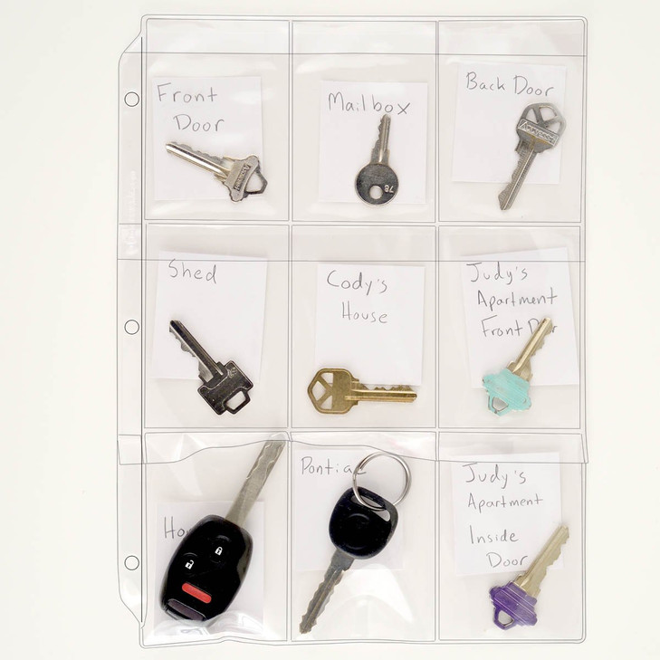 StoreSMART® Key Holder - Clear Vinyl Binder Pages - 10-Pack - Top Load with Flaps- RMSTWPF-KEY-10