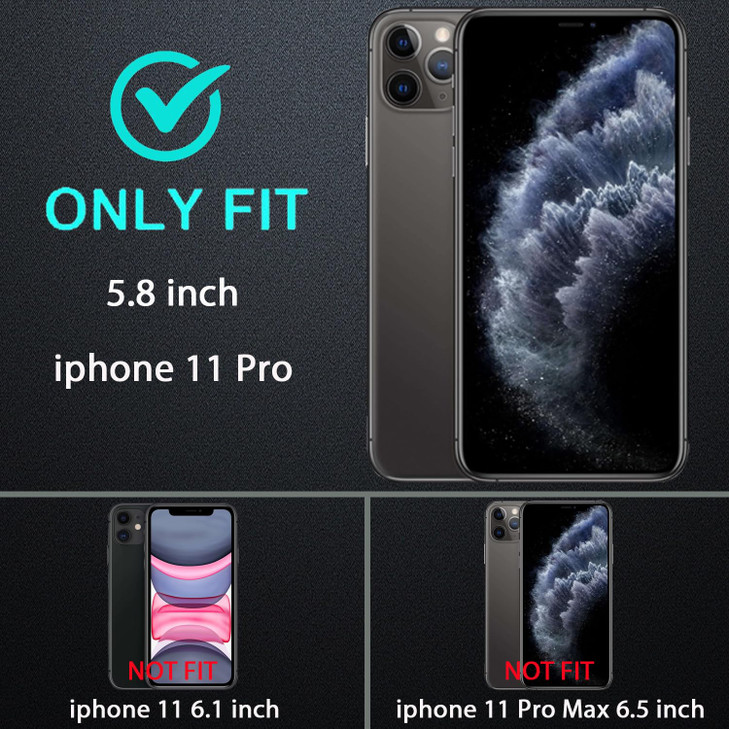 YKHJKLEC for iPhone 11 Pro Case, Military Grade 3 in 1 Heavy Duty Shockproof/Drop Proof/Dust Proof Case with 2Pcs Tempered Glass Screen Protector (Re