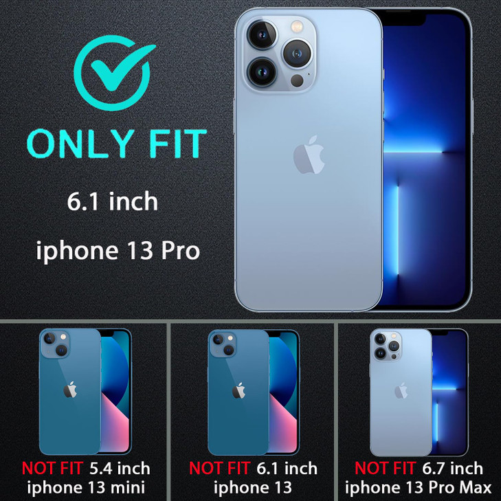 YKHJKLEC for iPhone 13 Pro Case, Military Grade 3 in 1 Heavy Duty Shockproof/Drop Proof/Dust Proof Case with 2Pcs Tempered Glass Screen Protector (Pu