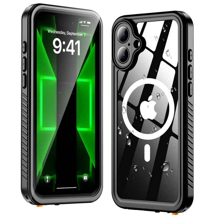 Oterkin Waterproof Case for iPhone 16 Case Compatible with MagSafe, 360° Full Body Rugged 16 Phone Case with Built-in HD Screen & Lens Protector [12F