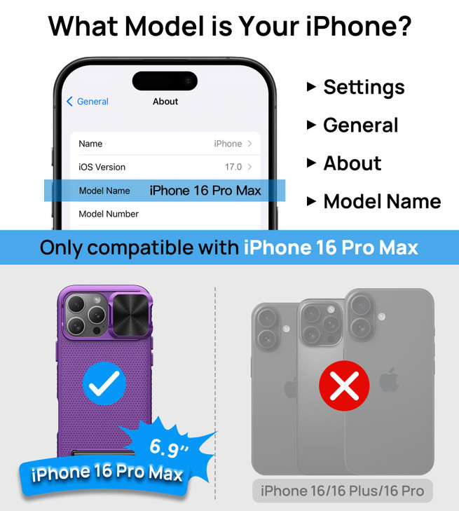 BXYJY for iPhone 16 Pro Max Magnetic Case with Slide Camera Cover, Built-in Kickstand, Compatible with MagSafe, Military-Grade Protection, Slim Hard